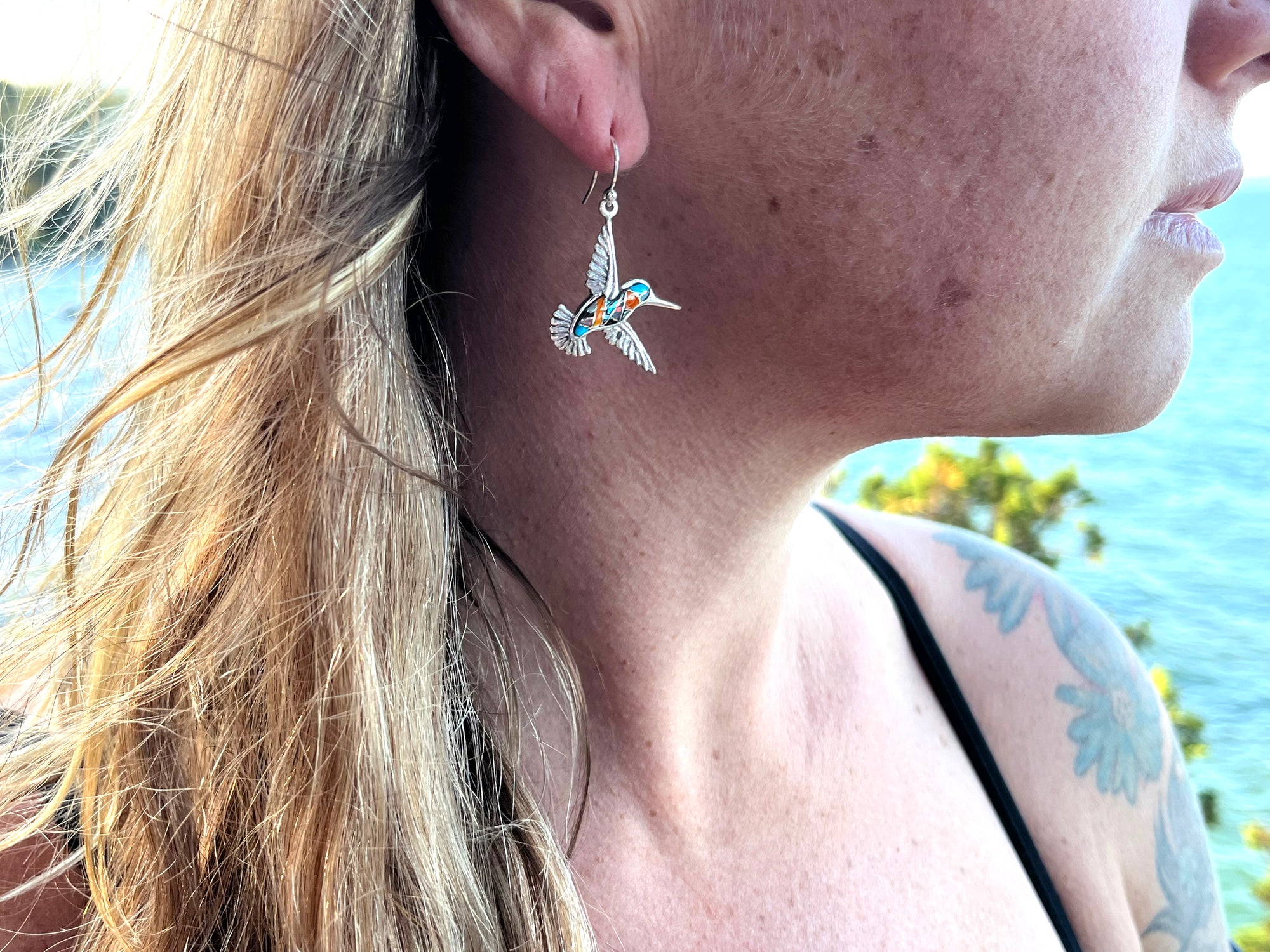 Hummingbird Inlay Earrings - Wanderlust + Wildhearts