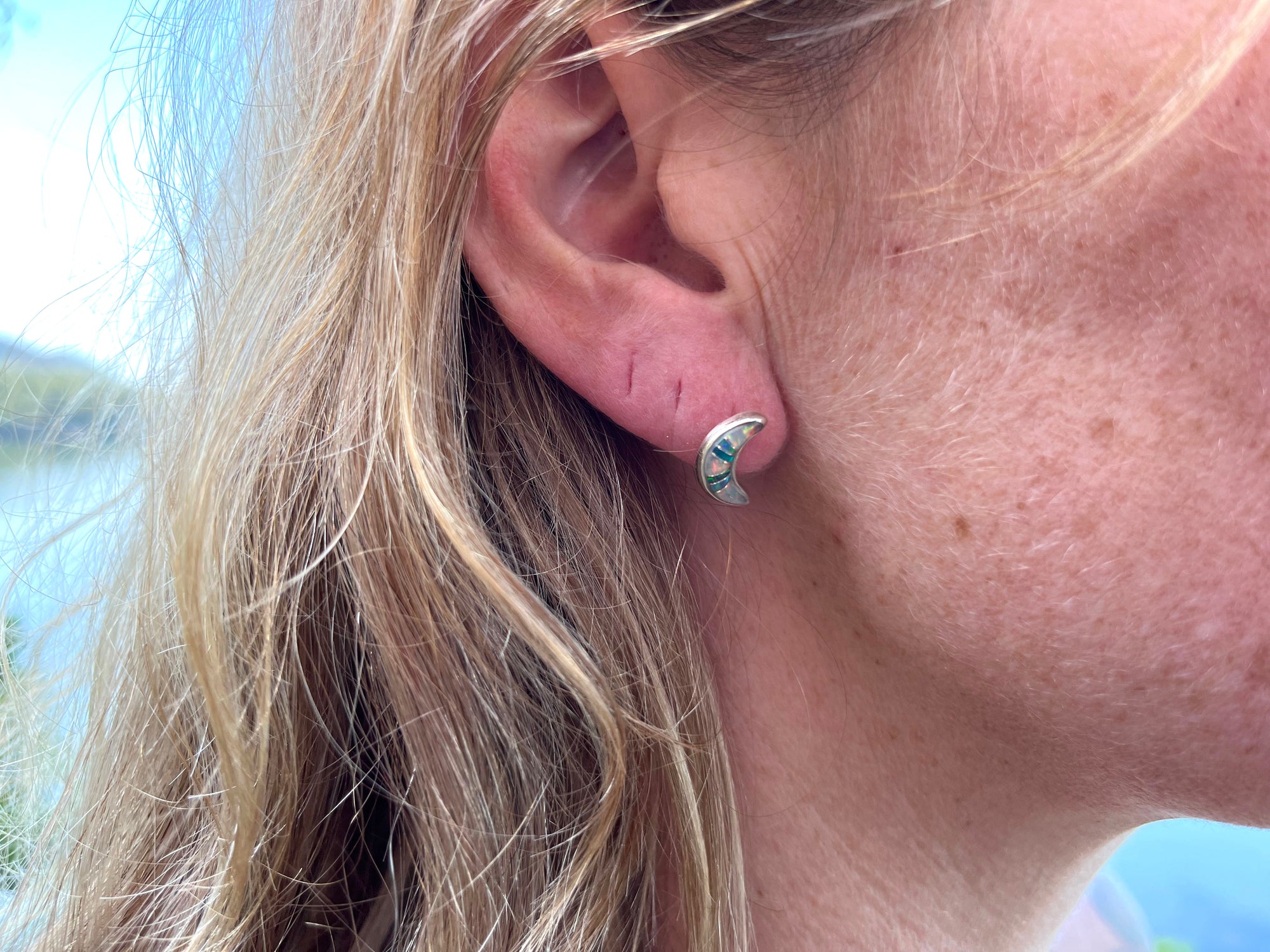 Moon Post Inlay Earring - Wanderlust + Wildhearts