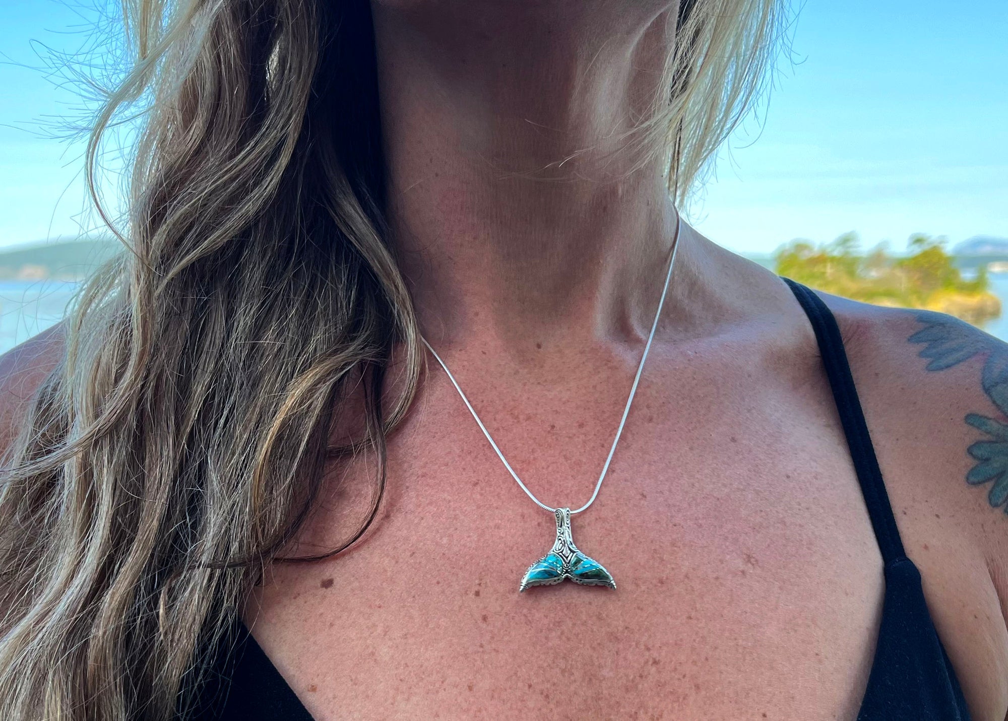 Whale Fluke Necklace- Inlay - Wanderlust + Wildhearts
