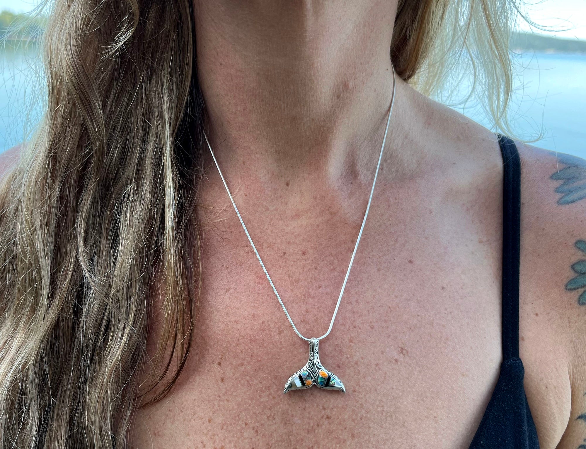 Whale Fluke Necklace- Inlay - Wanderlust + Wildhearts