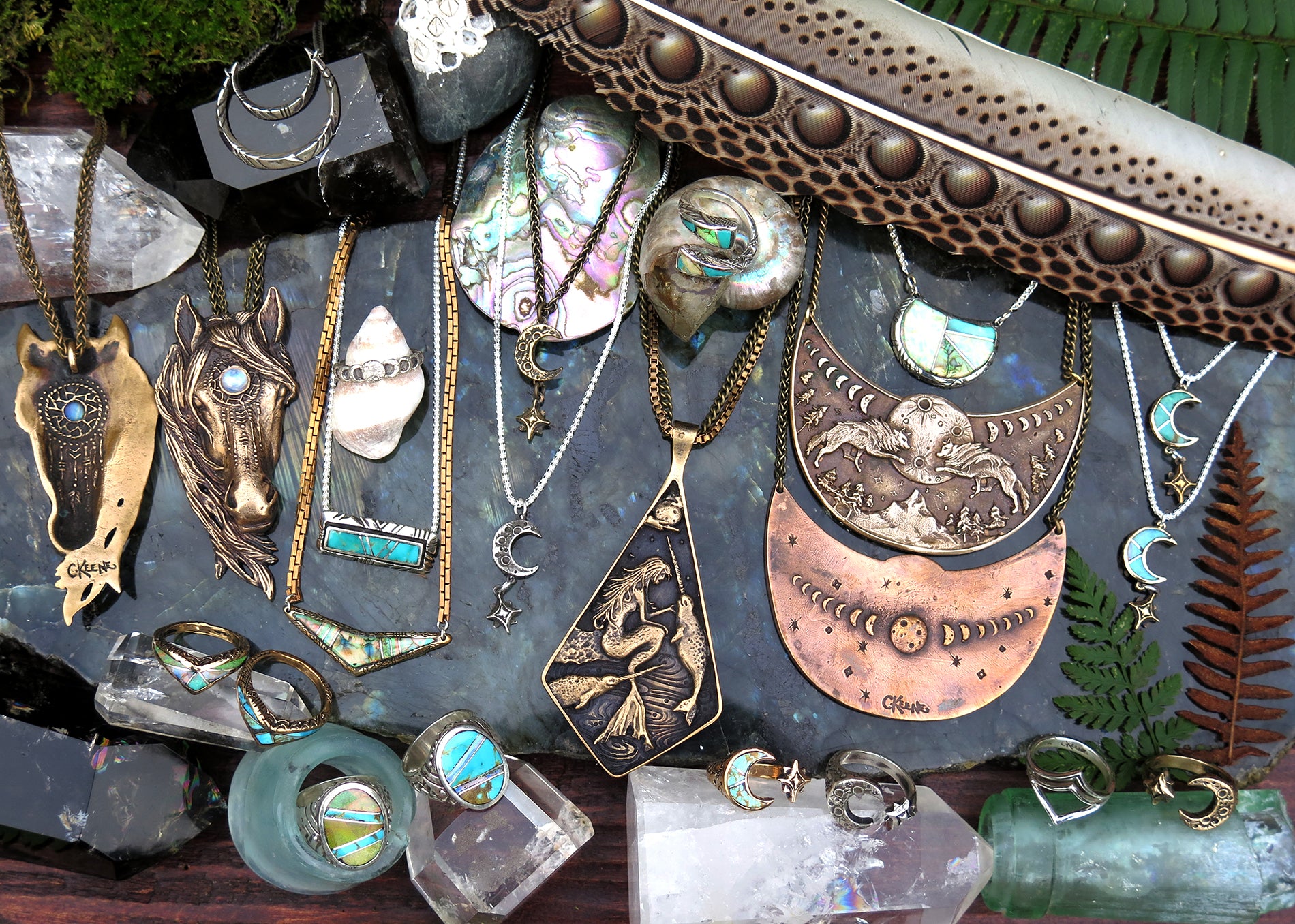 Lunar Cycle Timberline Wolves Necklace - Wanderlust + Wildhearts