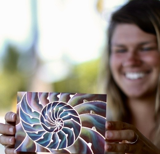 Spiral Nautilus- Gold Embossed Postcard - Wanderlust + Wildhearts