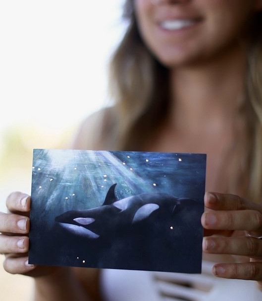 Orca- Gold Embossed Postcard - Wanderlust + Wildhearts