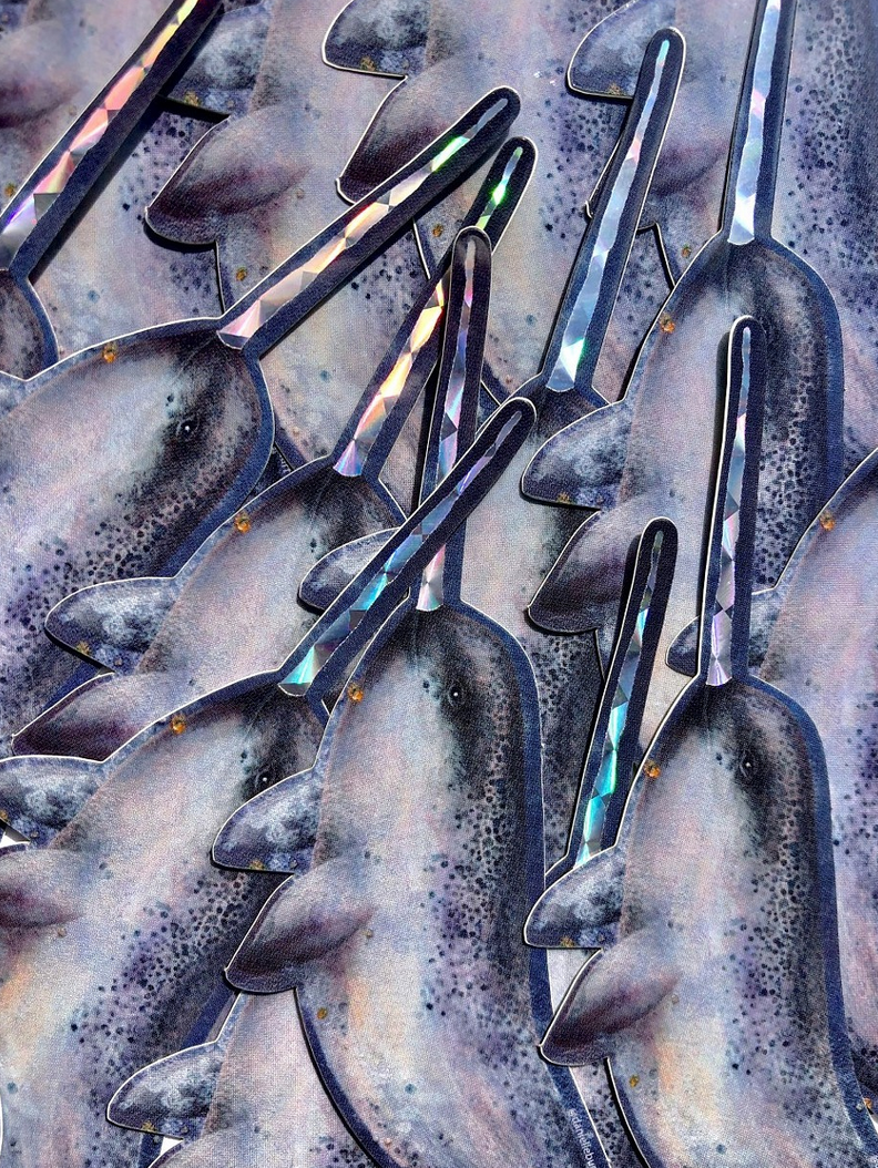 Narwhal- Holographic Sticker - Wanderlust + Wildhearts