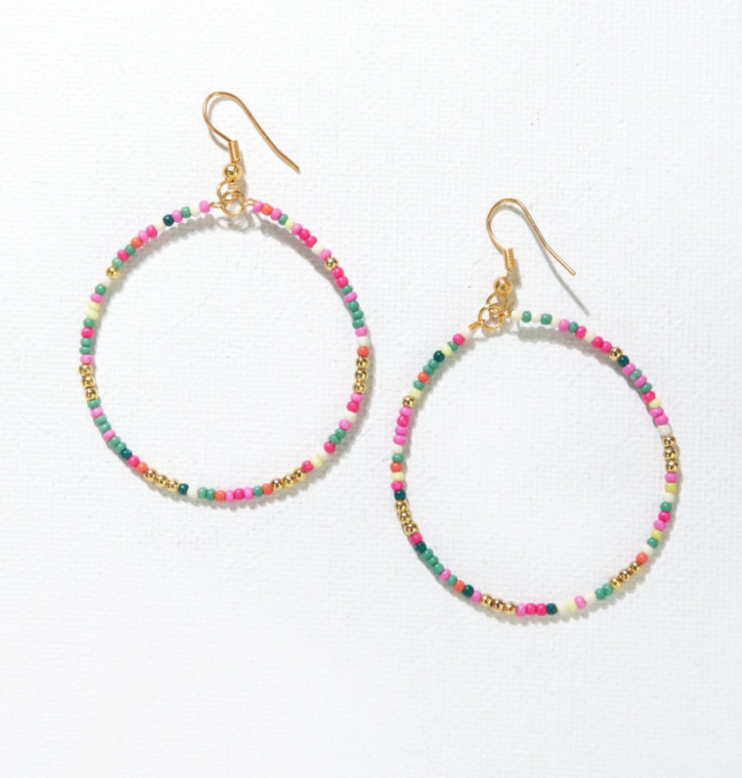 Caroll Beaded Hoop Earrings in Multi Colour - Trunk Lifestyle Boutique