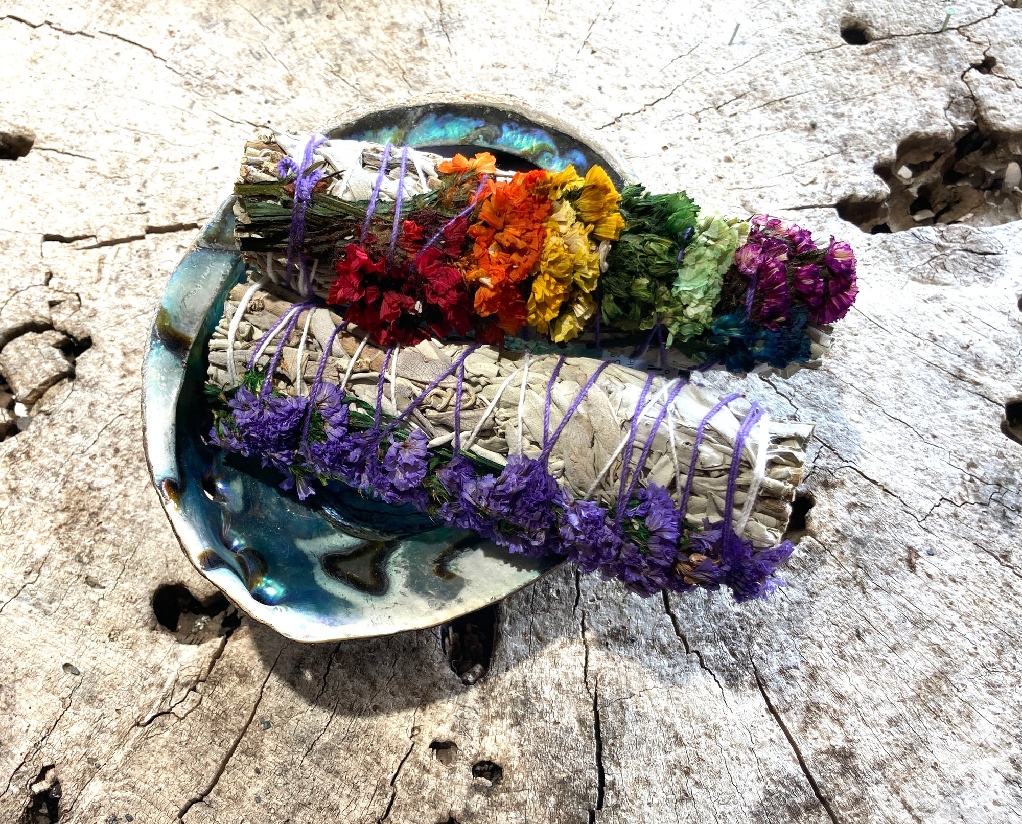 White Sage Strawflower Smudge Stick- Jumbo 7" - Wanderlust + Wildhearts