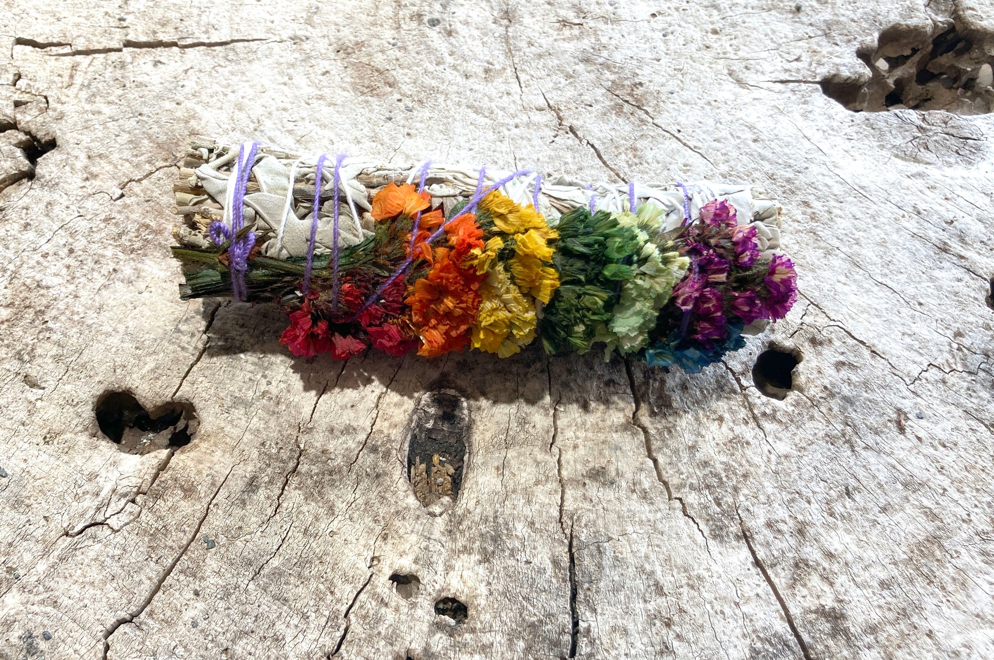 White Sage Strawflower Smudge Stick- Jumbo 7" - Wanderlust + Wildhearts