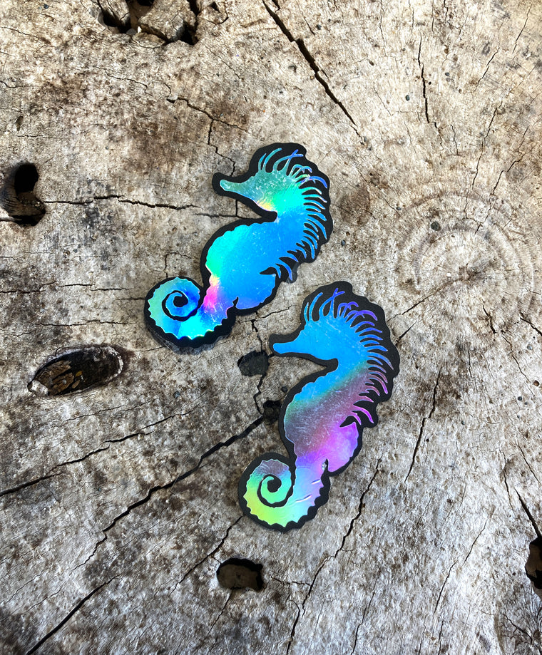 Holographic Seahorse Sticker - Wanderlust + Wildhearts