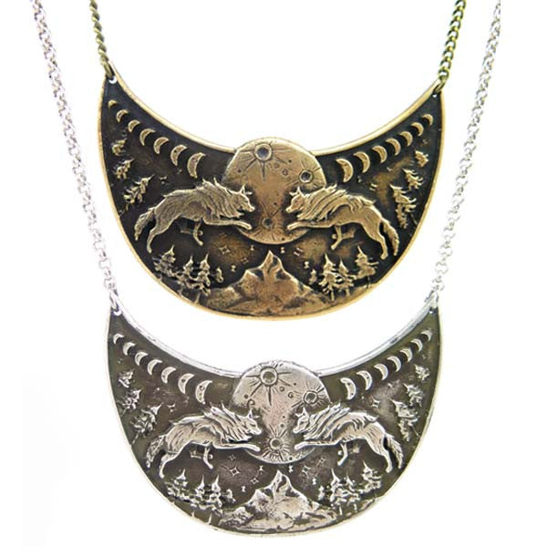 Lunar Cycle Timberline Wolves Necklace - Wanderlust + Wildhearts
